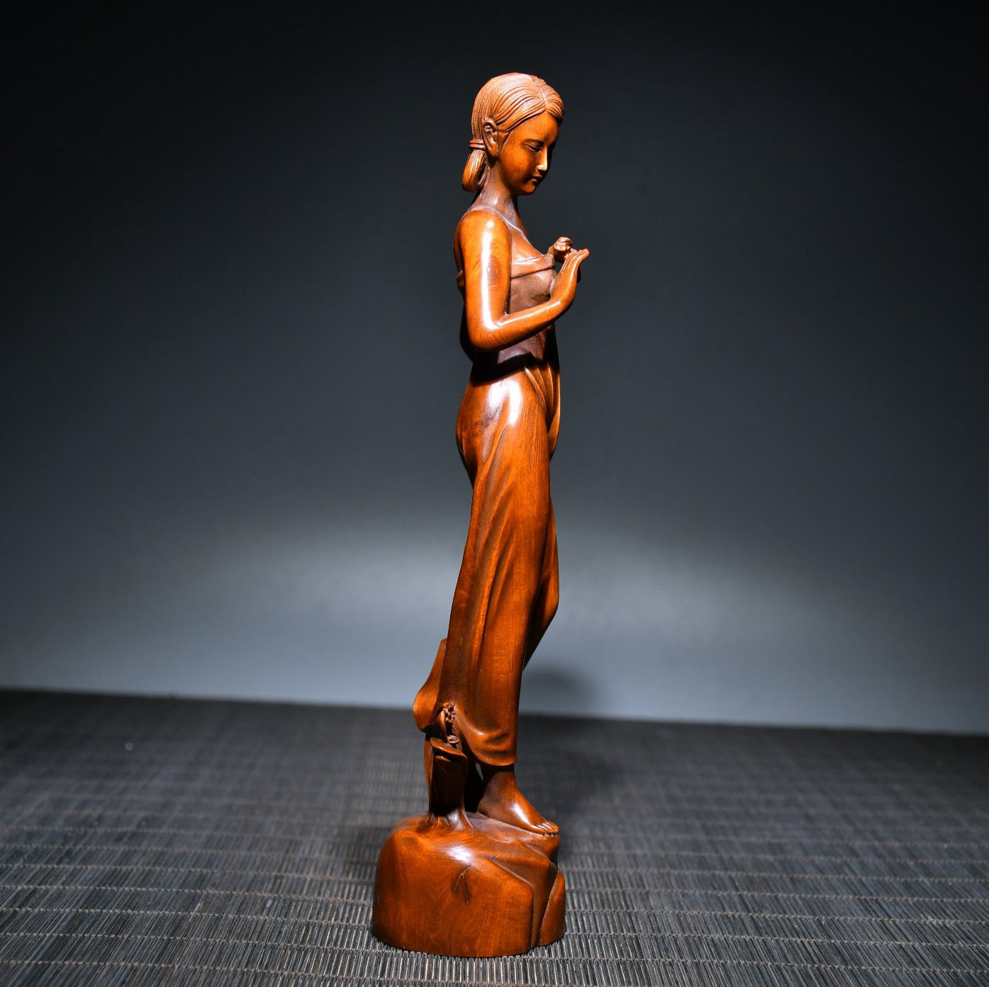 Huangyangmu finely carved girl statue