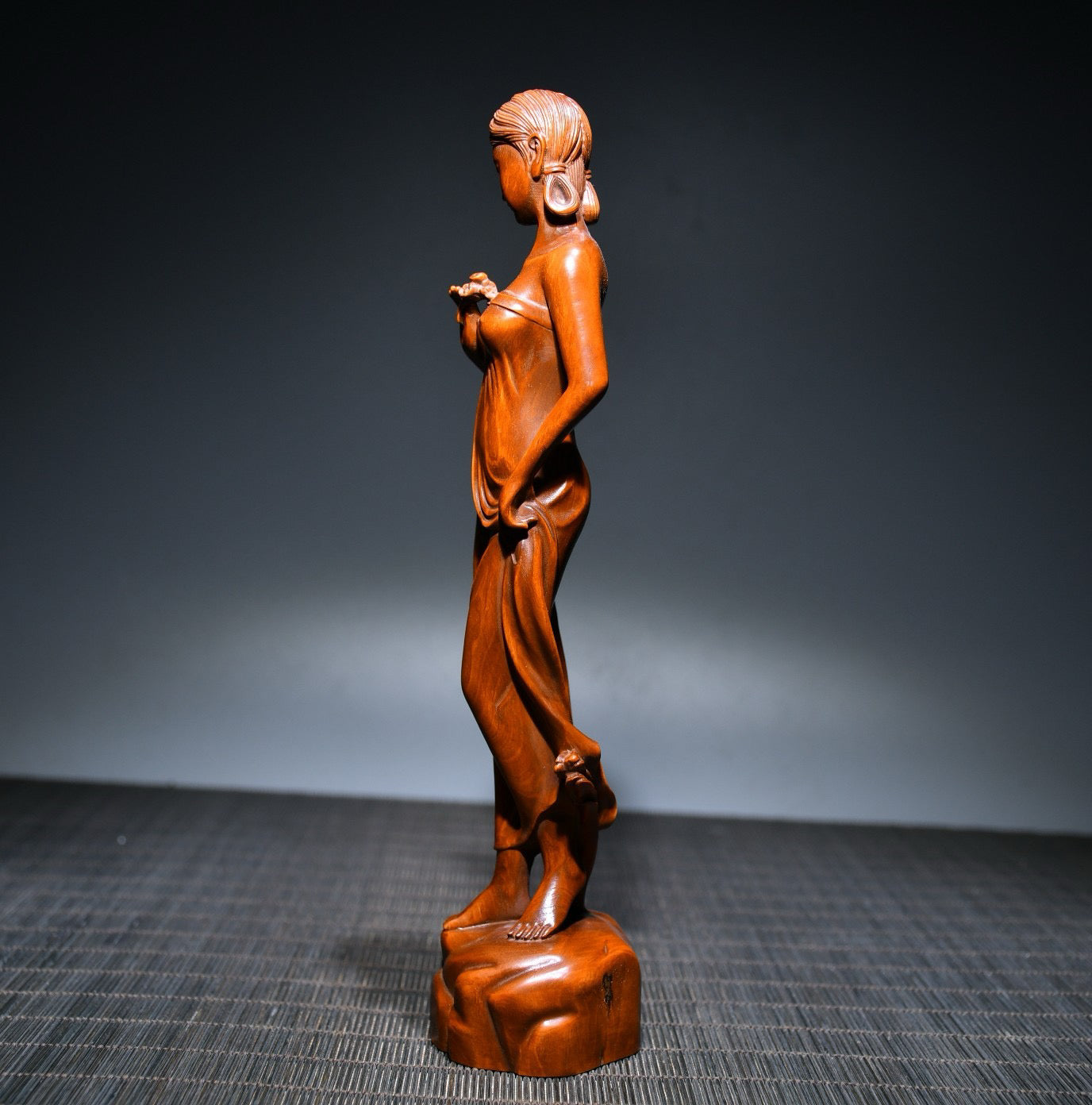 Huangyangmu finely carved girl statue