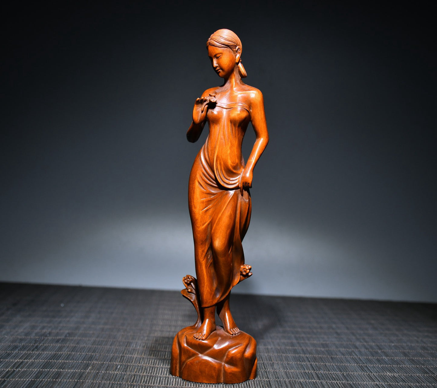 Huangyangmu finely carved girl statue