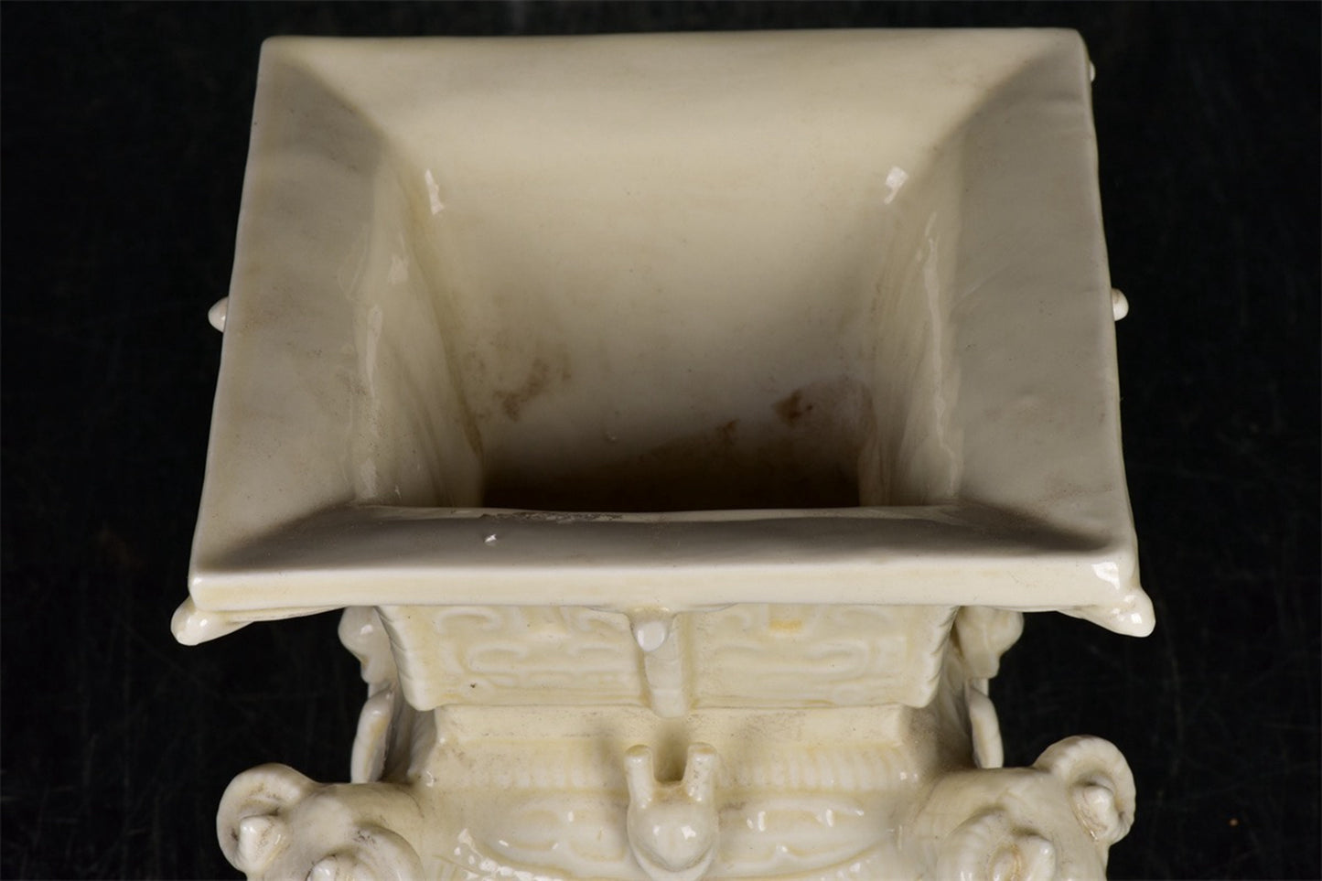 Chinese Antique White Porcelain Four Sheep Square Zun
