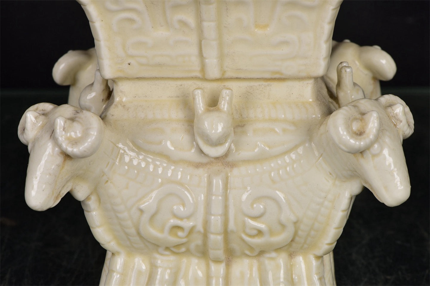 Chinese Antique White Porcelain Four Sheep Square Zun