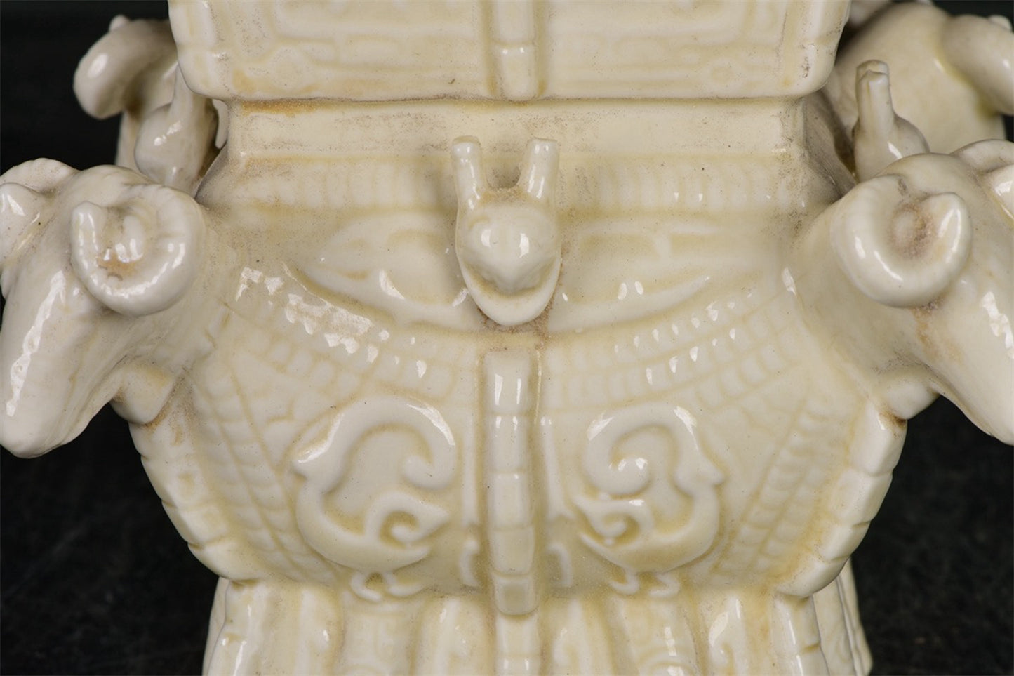 Chinese Antique White Porcelain Four Sheep Square Zun