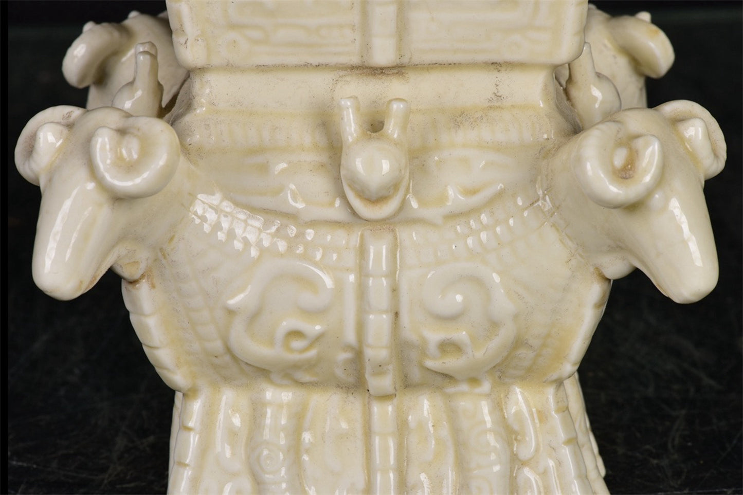 Chinese Antique White Porcelain Four Sheep Square Zun