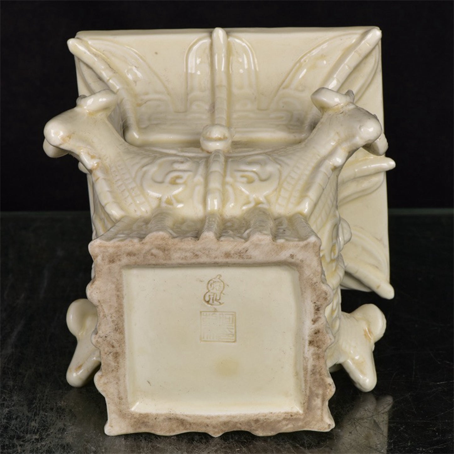 Chinese Antique White Porcelain Four Sheep Square Zun