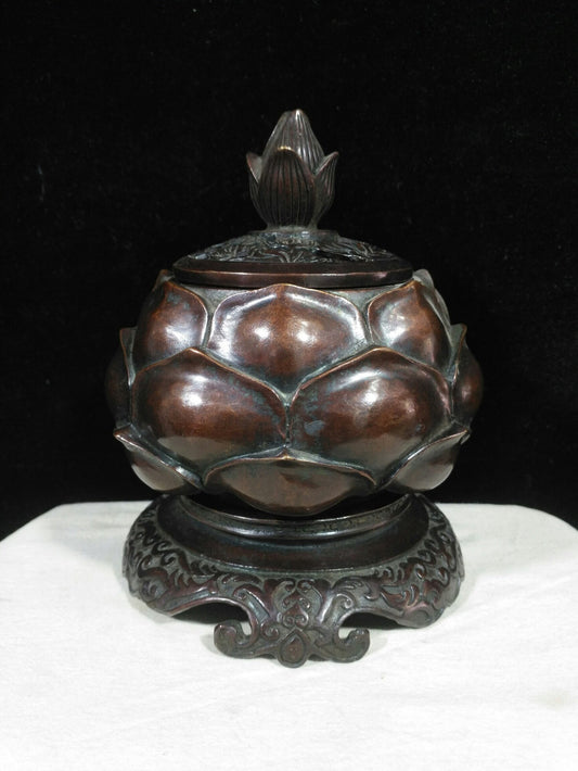 Chinese antique pure copper "Lotus Incense Burner"