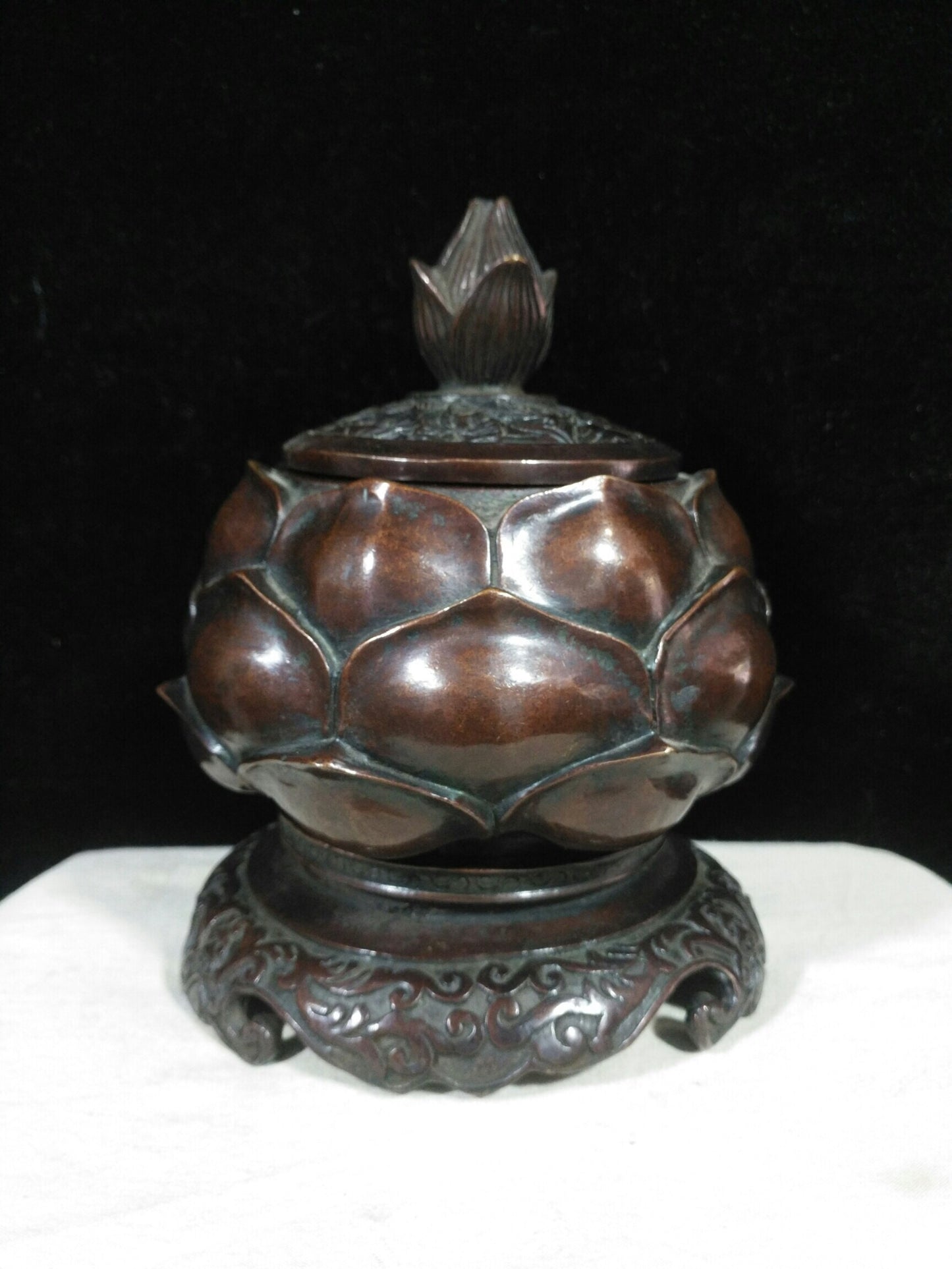 Chinese antique pure copper "Lotus Incense Burner"