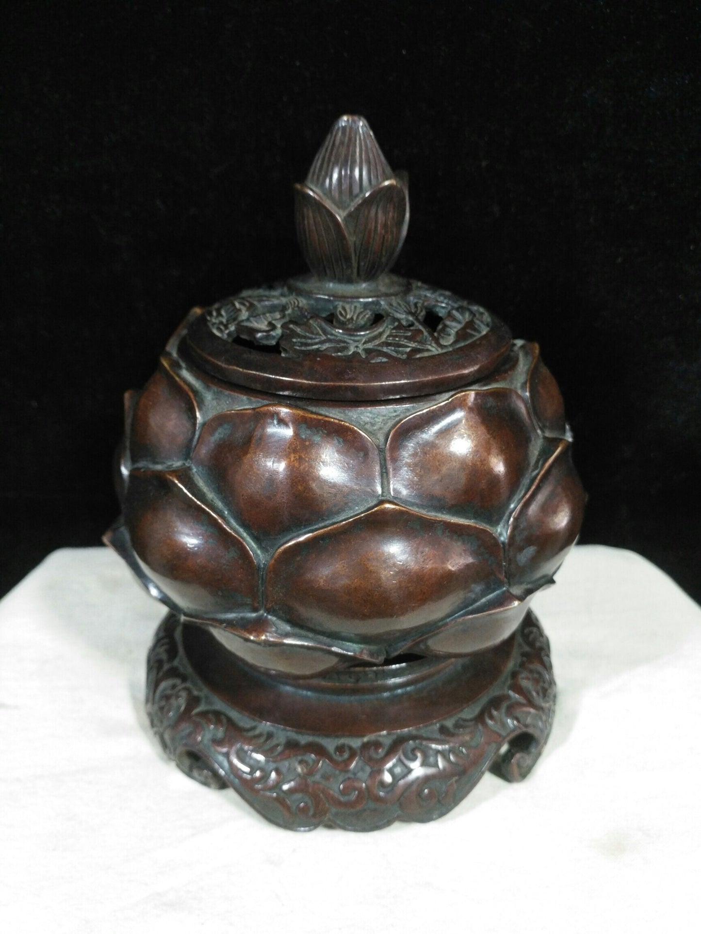 Chinese antique pure copper "Lotus Incense Burner"