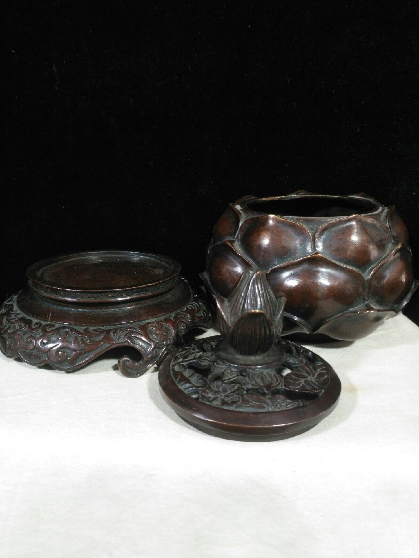 Chinese antique pure copper "Lotus Incense Burner"