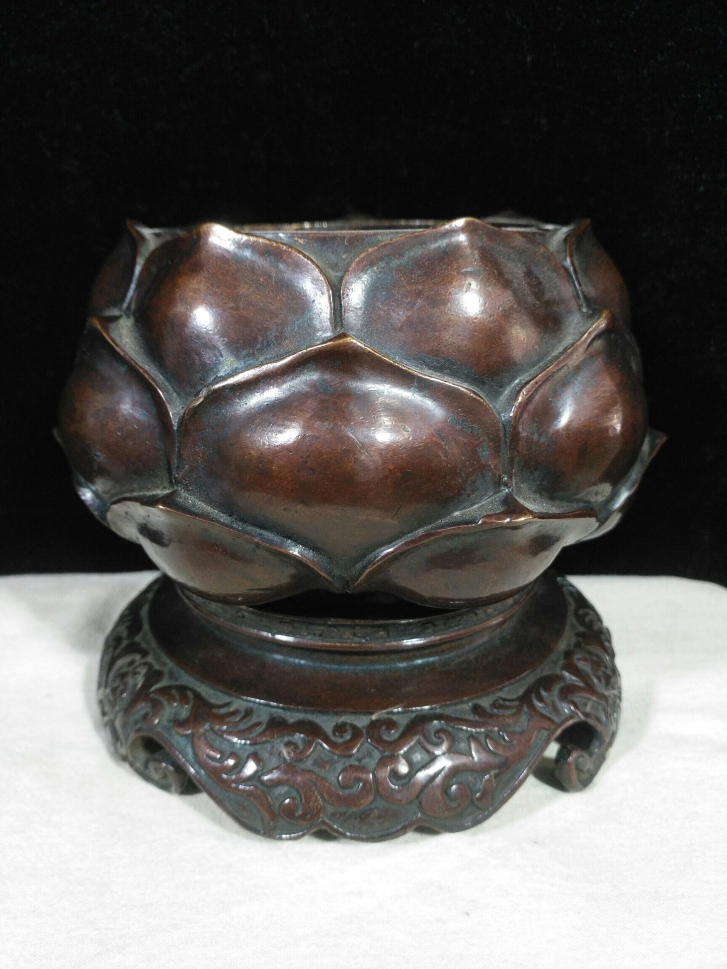 Chinese antique pure copper "Lotus Incense Burner"