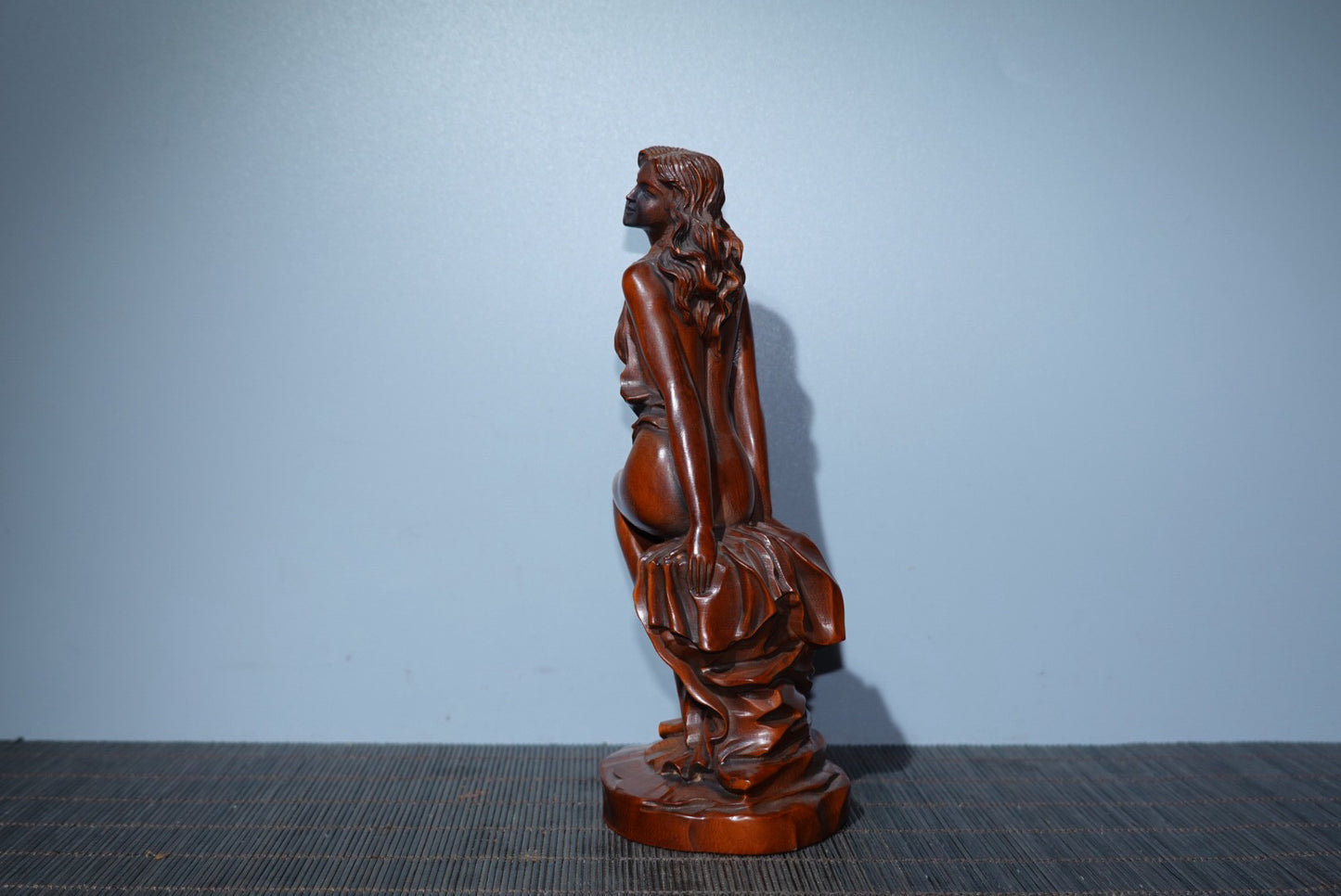 Small leaved boxwood carved female statue