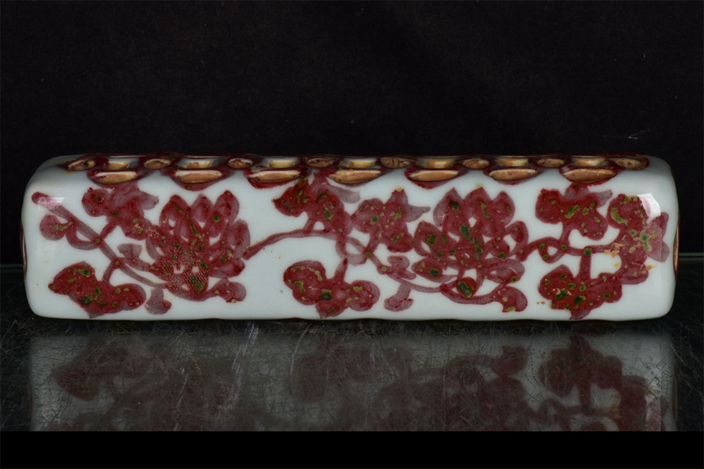 Chinese antique blue and white floral pattern hollowed out measuring tape