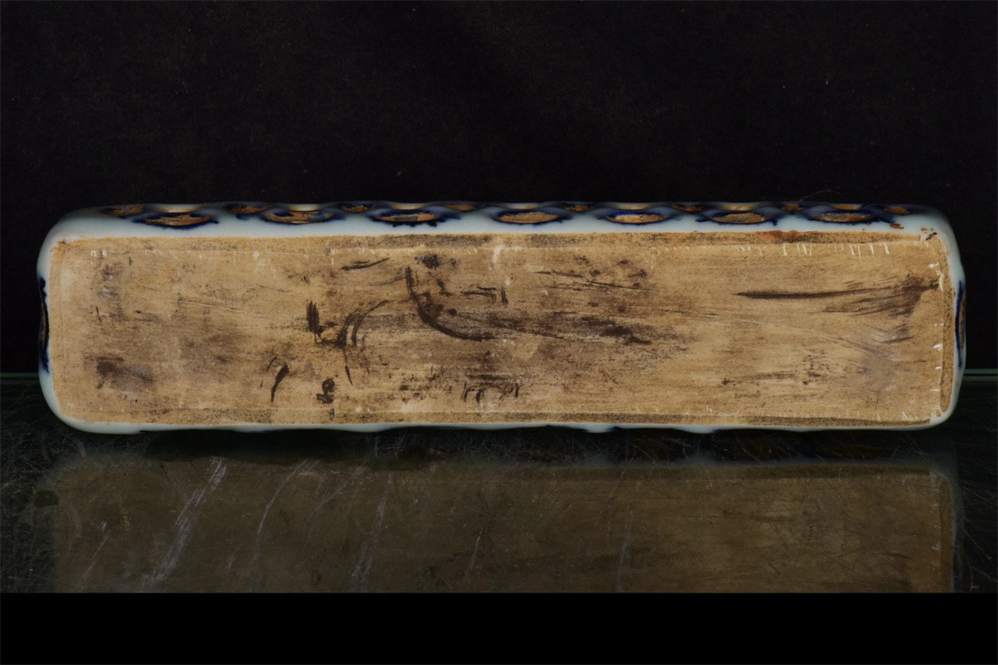 Chinese antique blue and white floral pattern hollowed out measuring tape