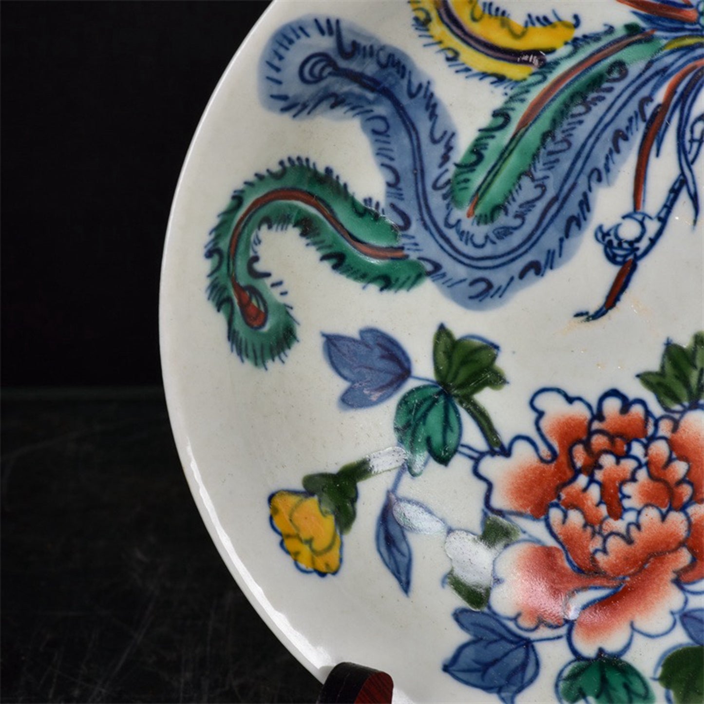 Chinese Antique Colorful Phoenix Opera with Peony Pattern Shang Pan