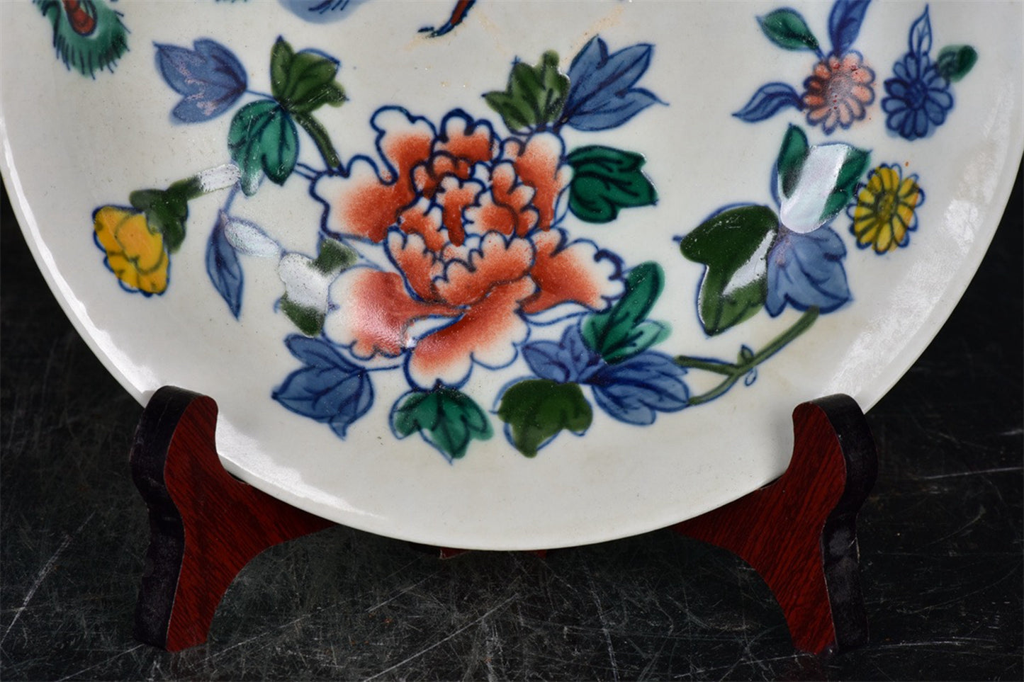 Chinese Antique Colorful Phoenix Opera with Peony Pattern Shang Pan