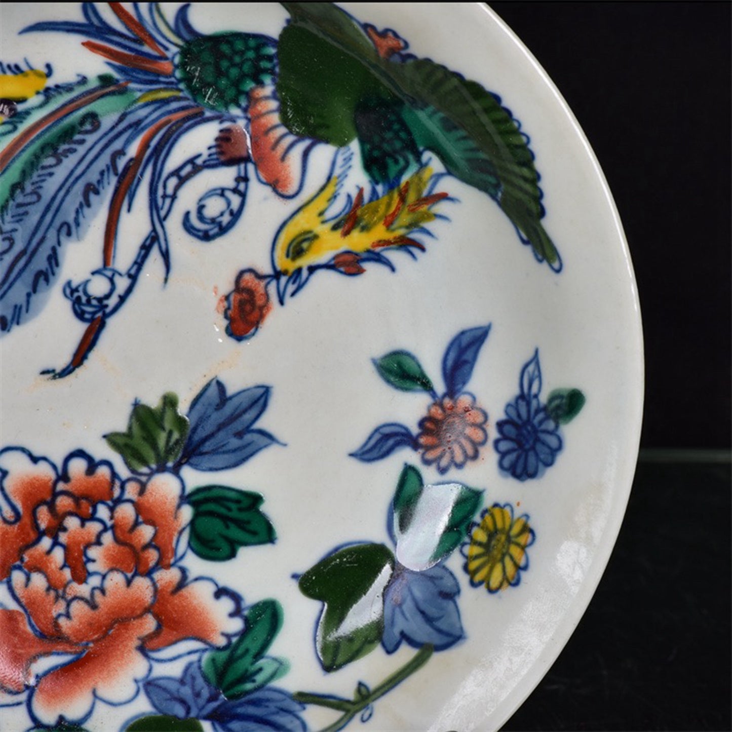 Chinese Antique Colorful Phoenix Opera with Peony Pattern Shang Pan