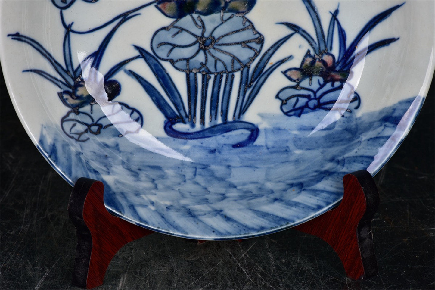 Chinese Antique Colorful Mandarin Duck Play with Water Pattern Shang Pan