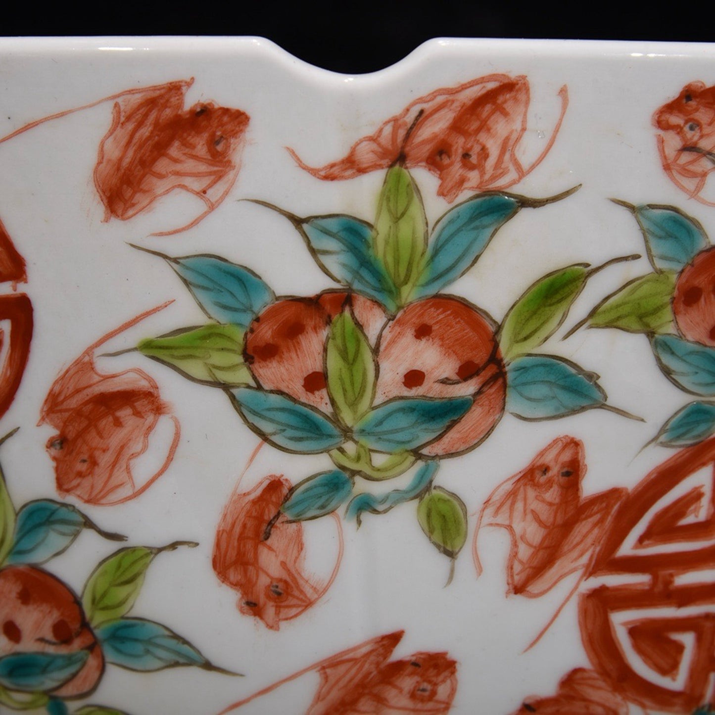 Powder colored bowl with longevity patterns