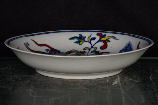 Chinese Antique Doucai Dragon Pattern Shang Pan