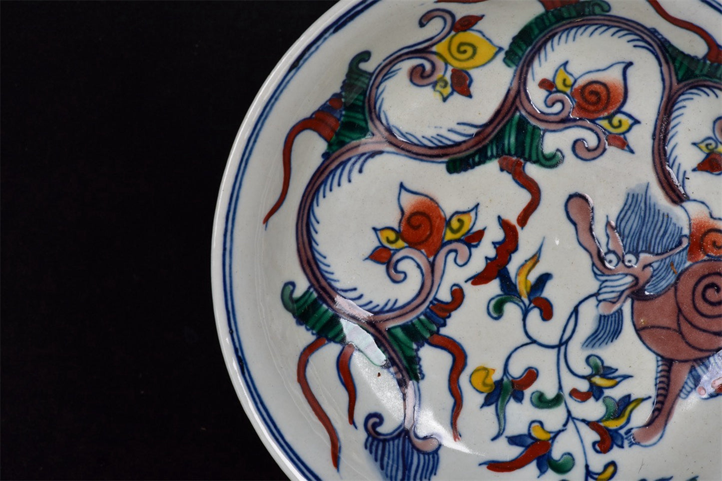 Chinese Antique Doucai Dragon Pattern Shang Pan