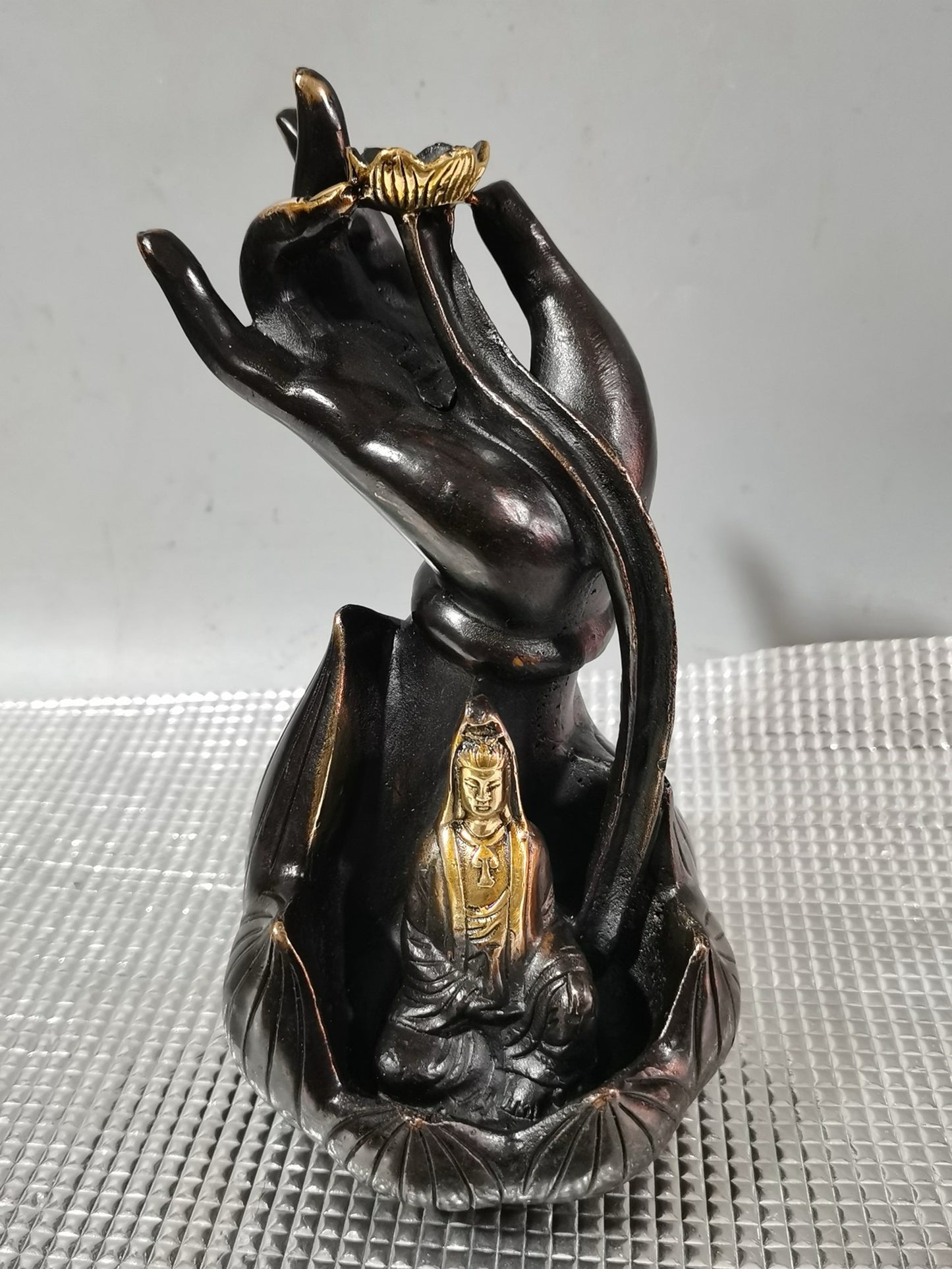 Copper Buddha Hand Lotus Guanyin