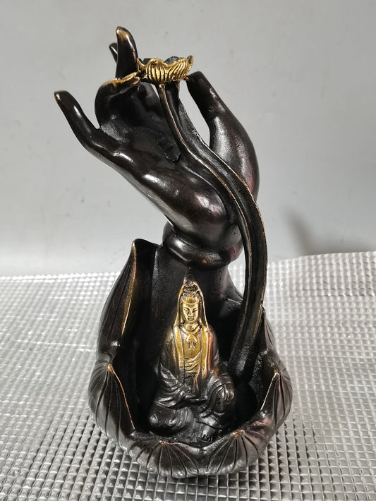 Copper Buddha Hand Lotus Guanyin
