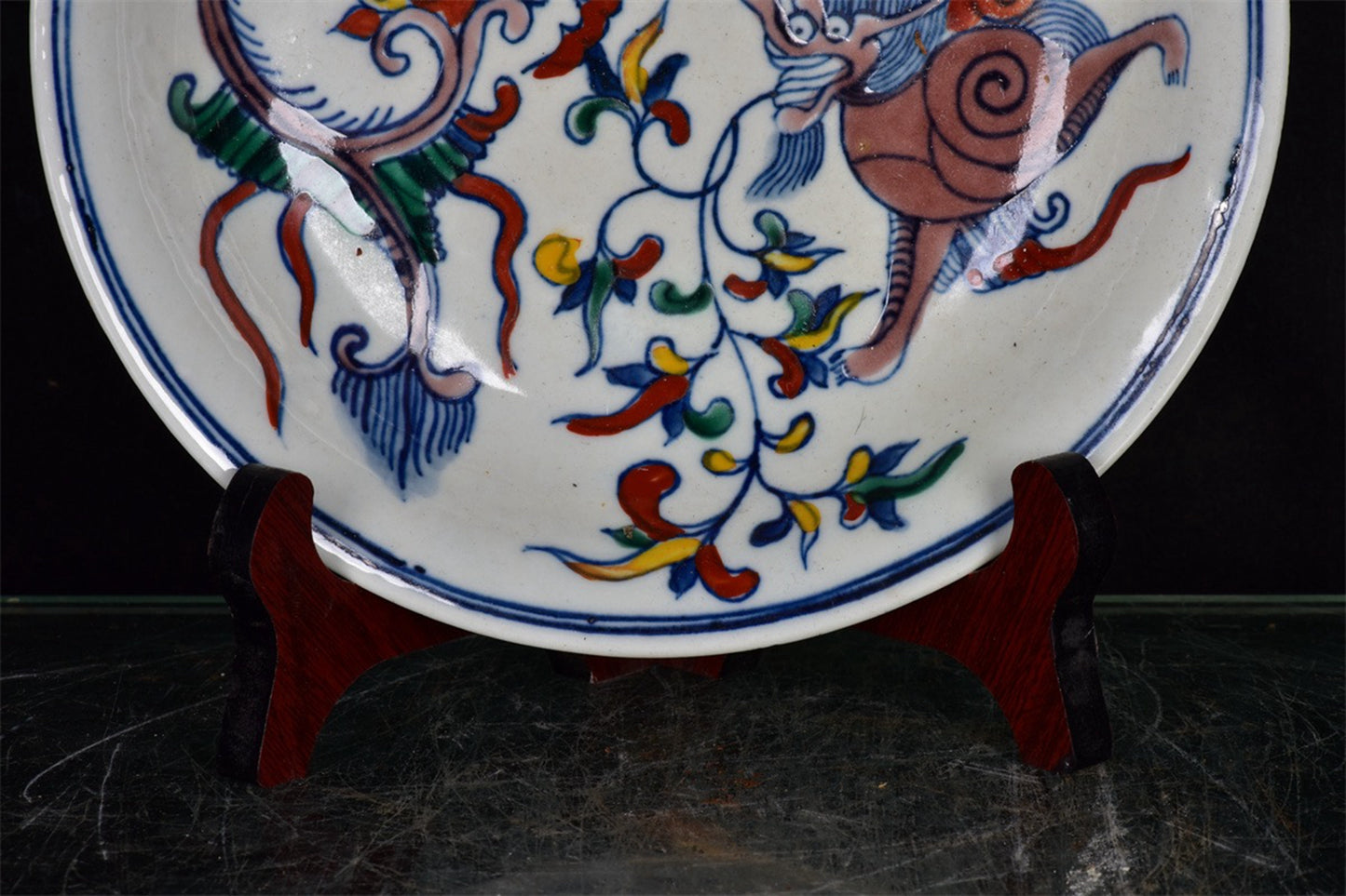 Chinese Antique Doucai Dragon Pattern Shang Pan