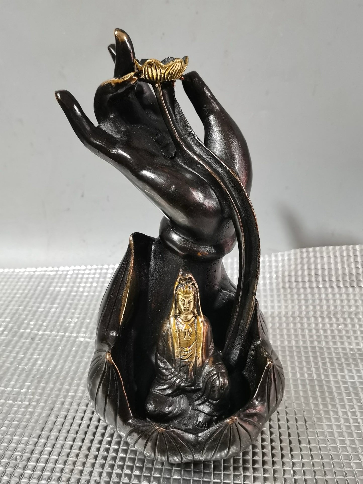 Copper Buddha Hand Lotus Guanyin