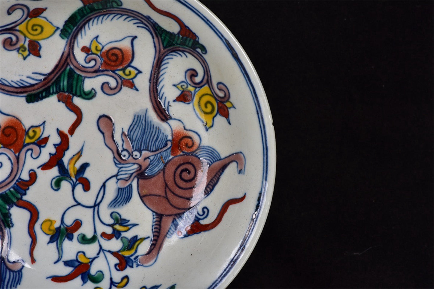Chinese Antique Doucai Dragon Pattern Shang Pan