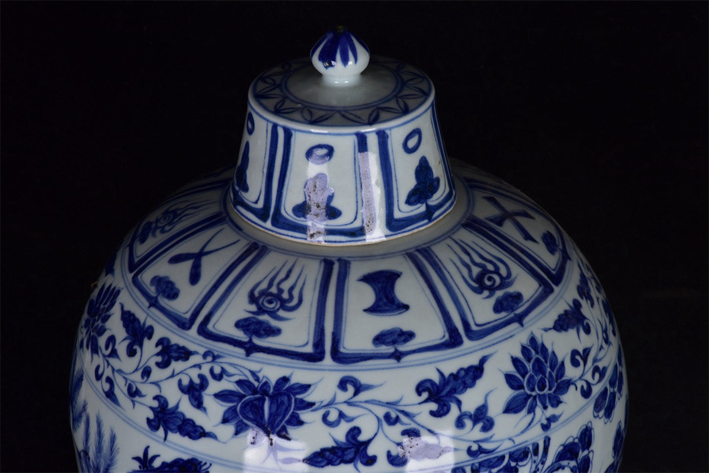 Chinese Antique Blue and White Character Story Pattern for Export Return Open Plum Vase