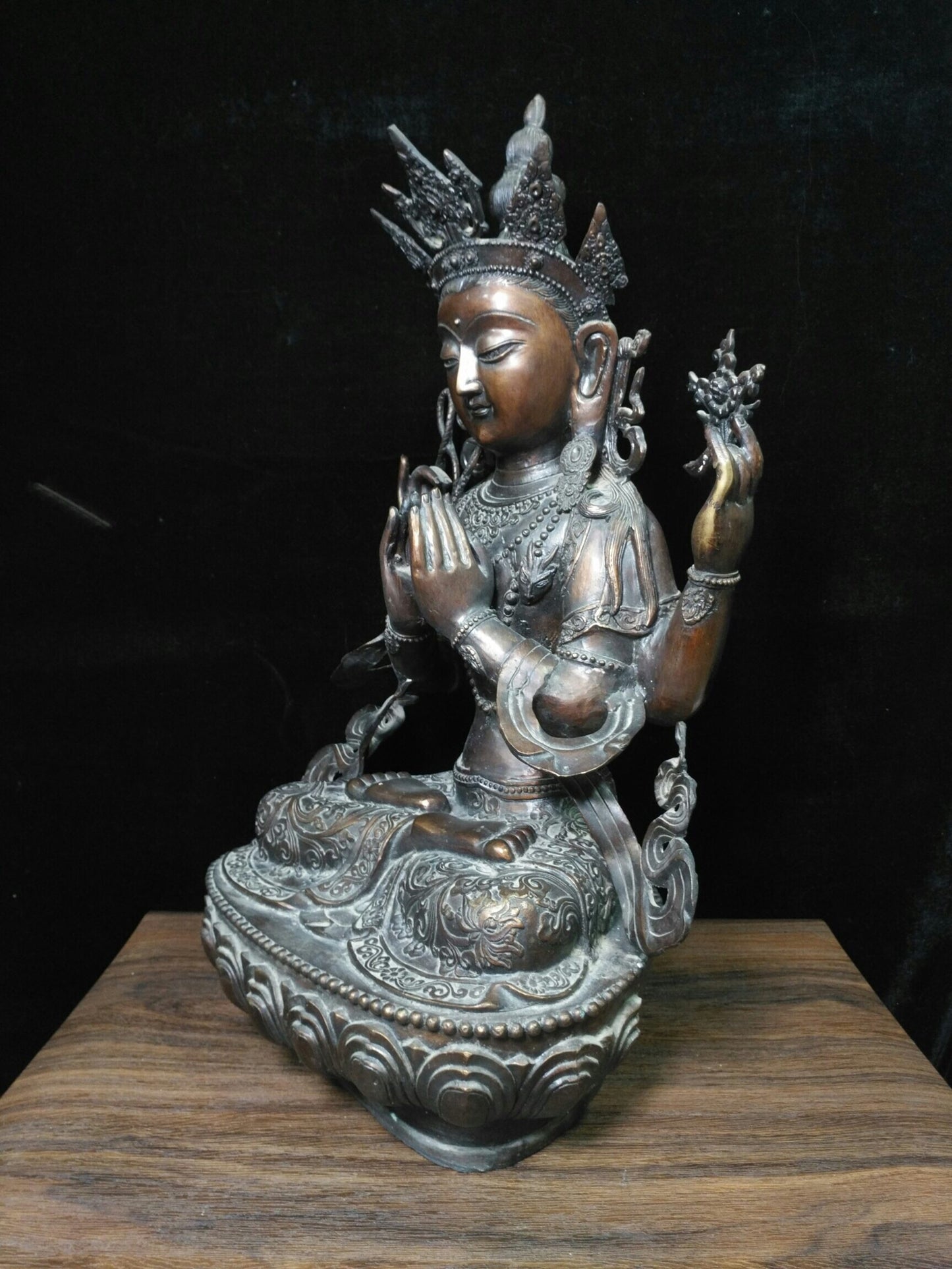 Chinese antique pure copper "Four Armed Guanyin Bodhisattva"