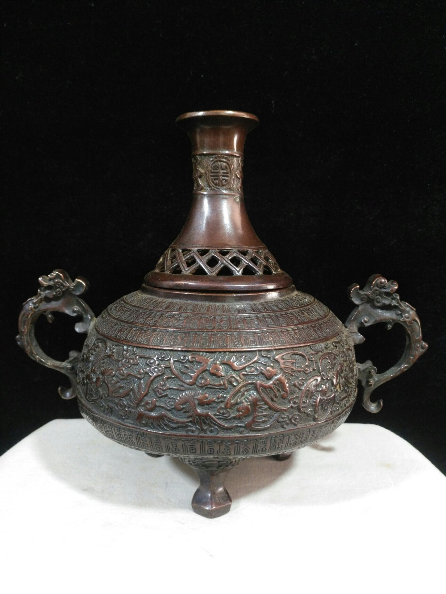 Chinese antique pure copper [Dragon Ear Wanfu Smoker]