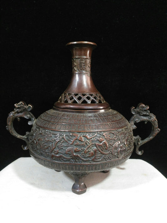 Chinese antique pure copper [Dragon Ear Wanfu Smoker]