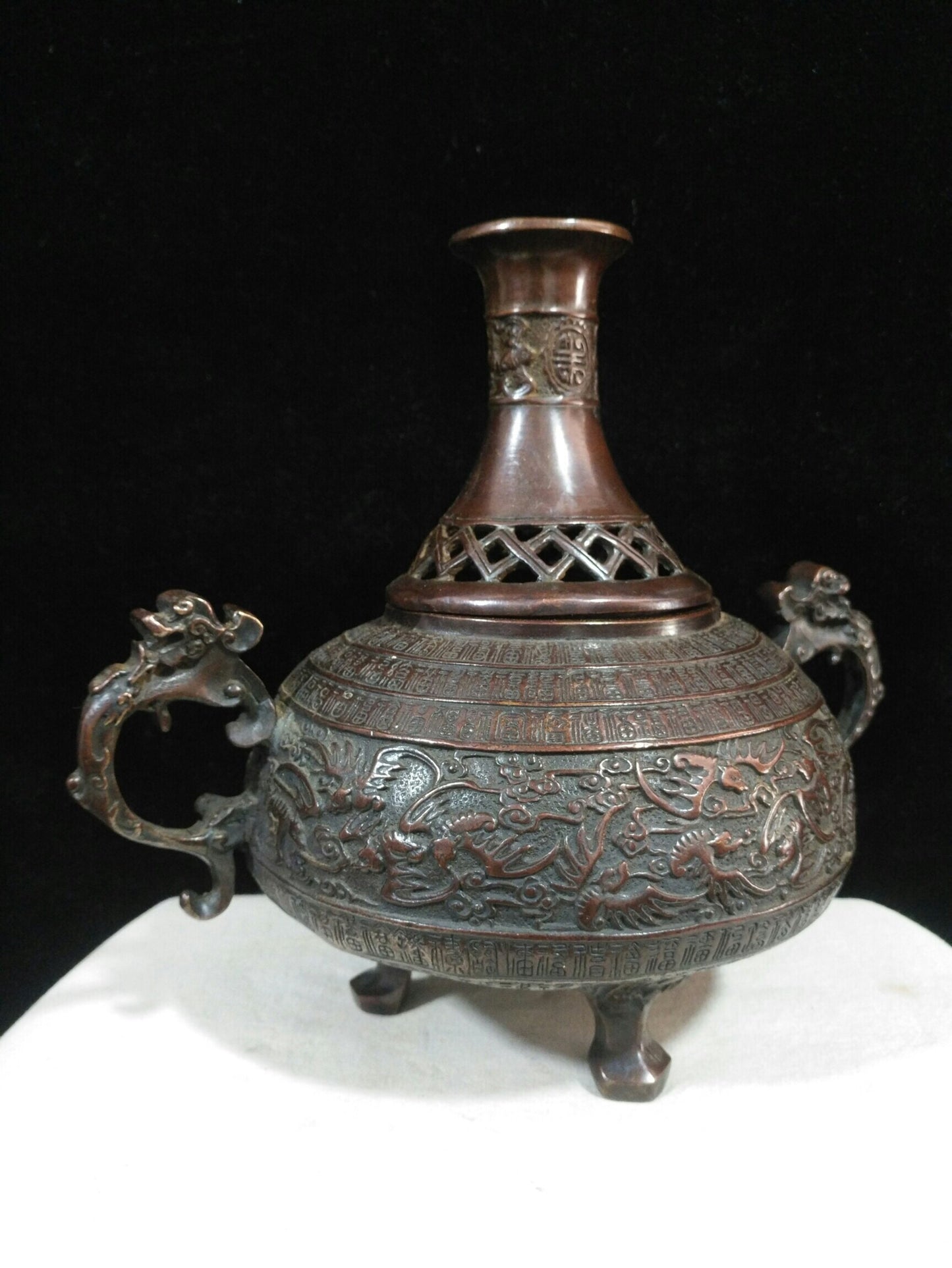 Chinese antique pure copper [Dragon Ear Wanfu Smoker]