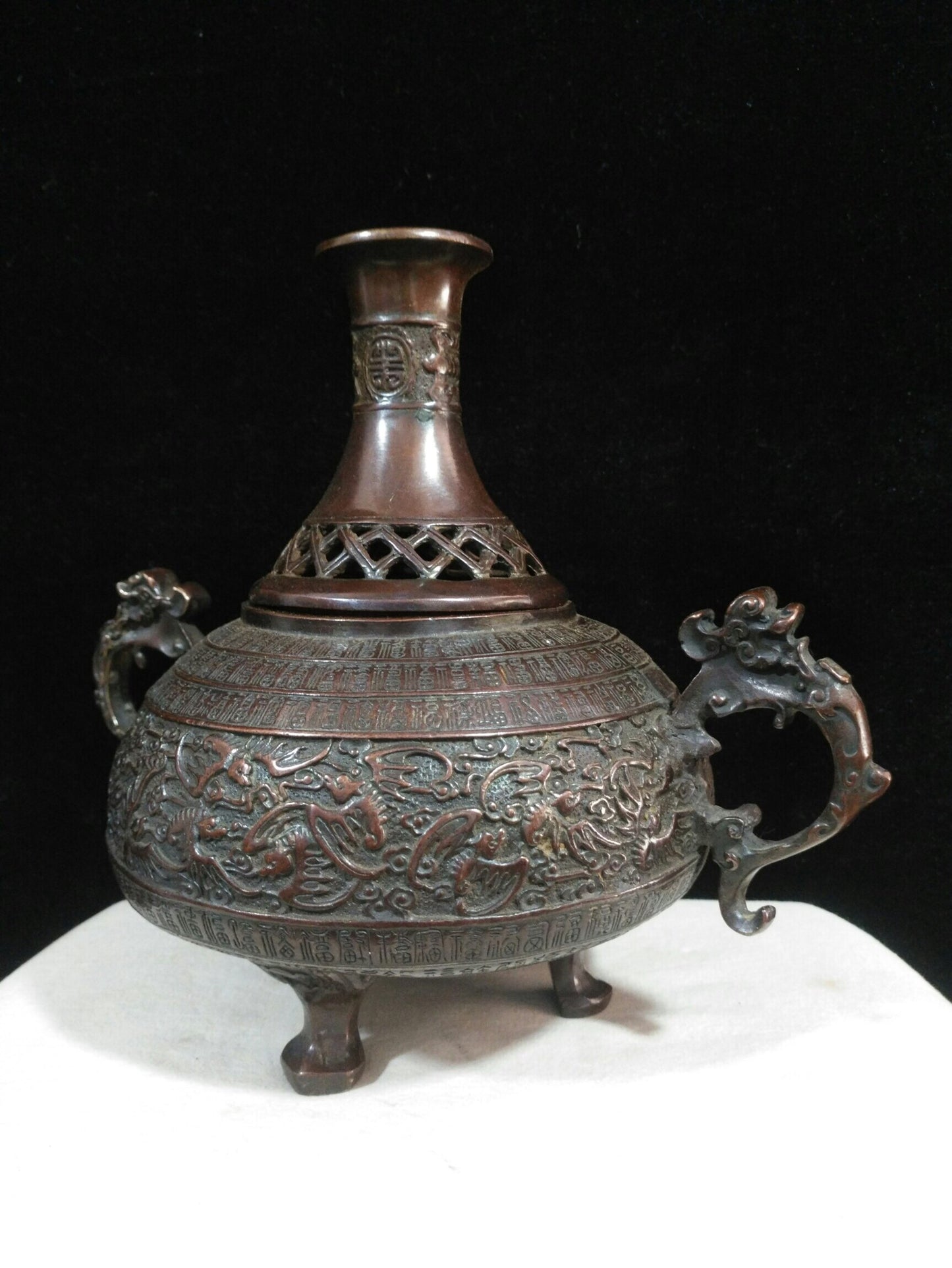 Chinese antique pure copper [Dragon Ear Wanfu Smoker]
