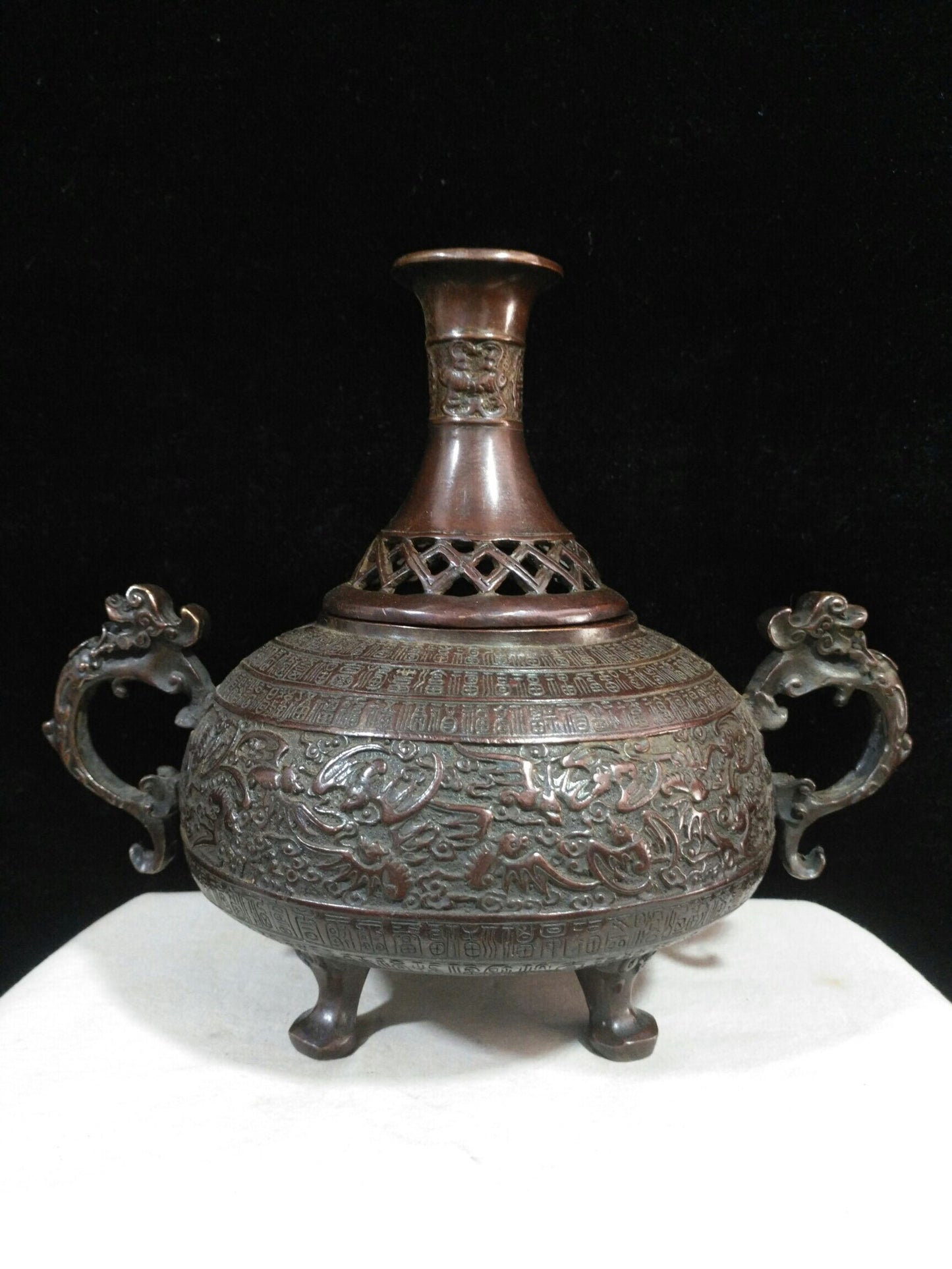 Chinese antique pure copper [Dragon Ear Wanfu Smoker]