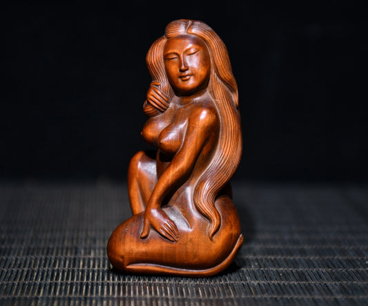 Huang Yang wood finely carved female statues