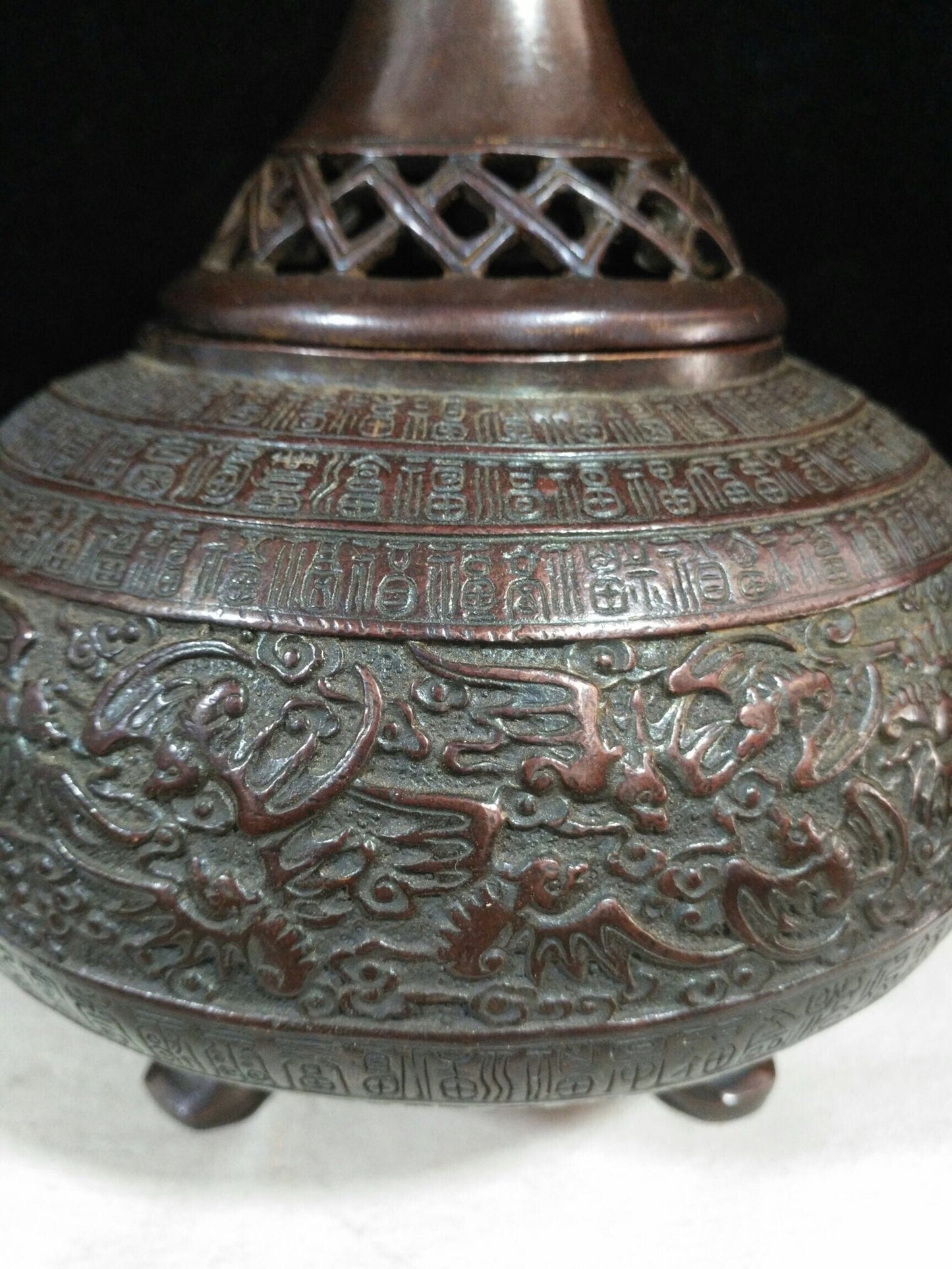 Chinese antique pure copper [Dragon Ear Wanfu Smoker]