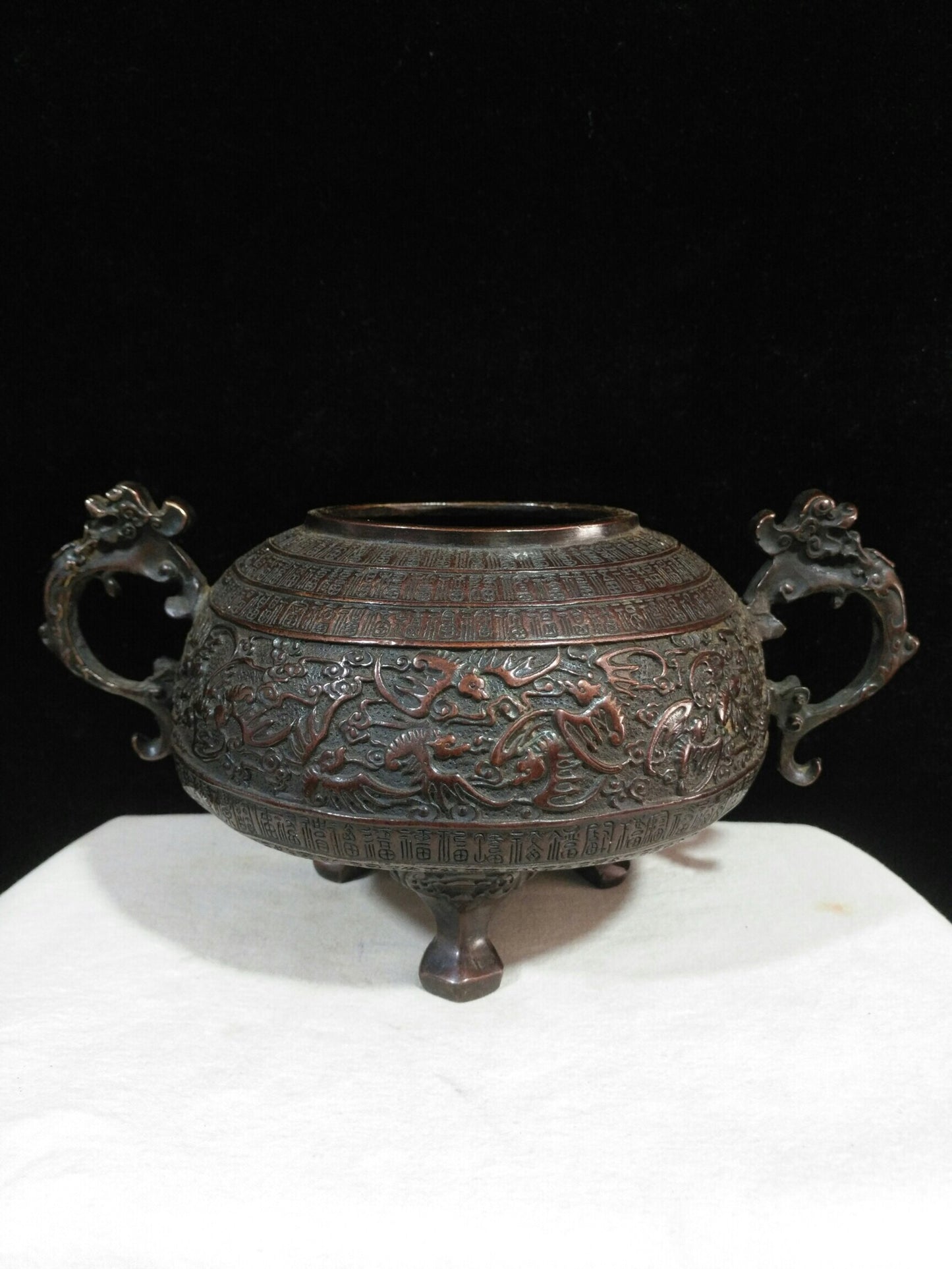Chinese antique pure copper [Dragon Ear Wanfu Smoker]