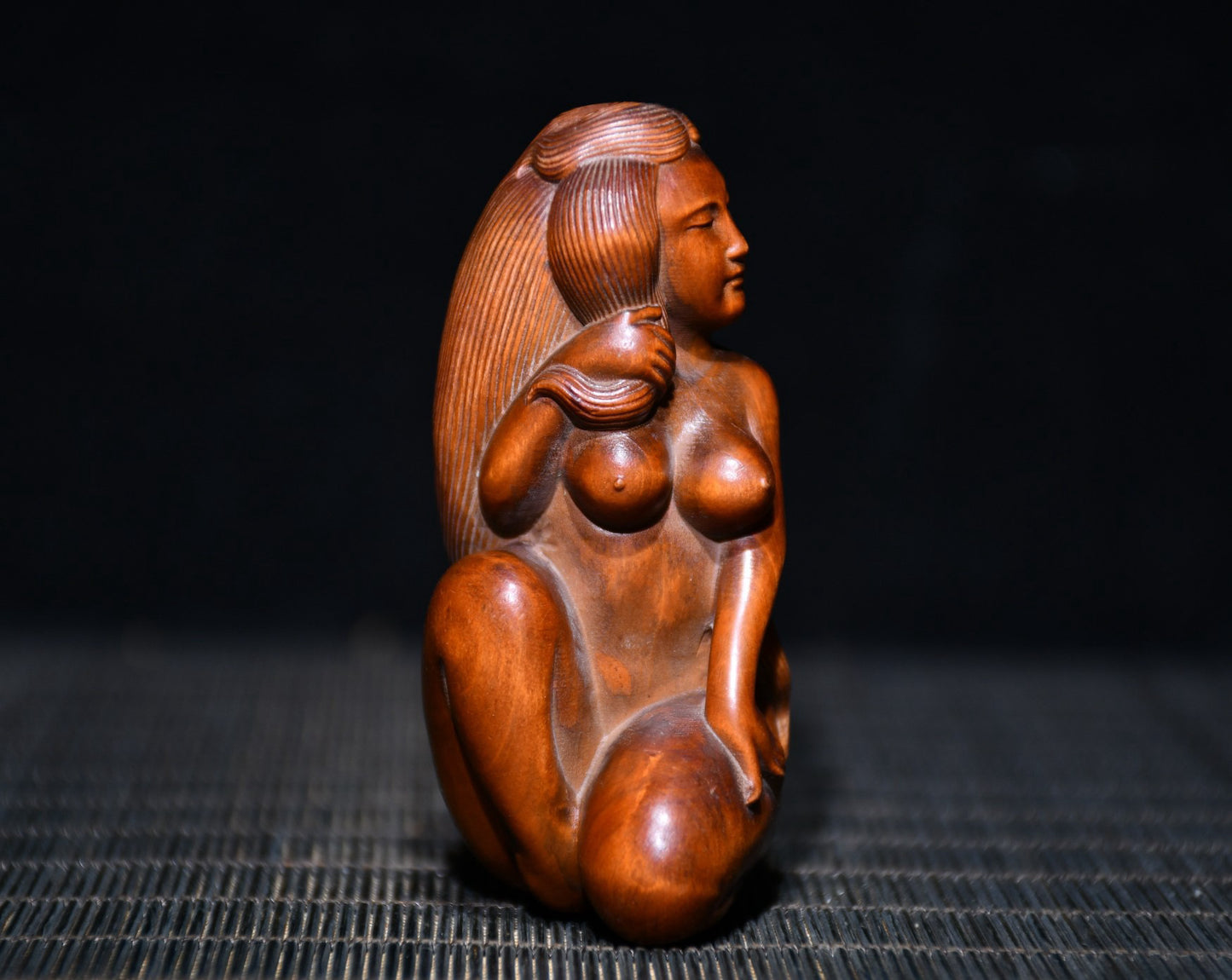 Huang Yang wood finely carved female statues