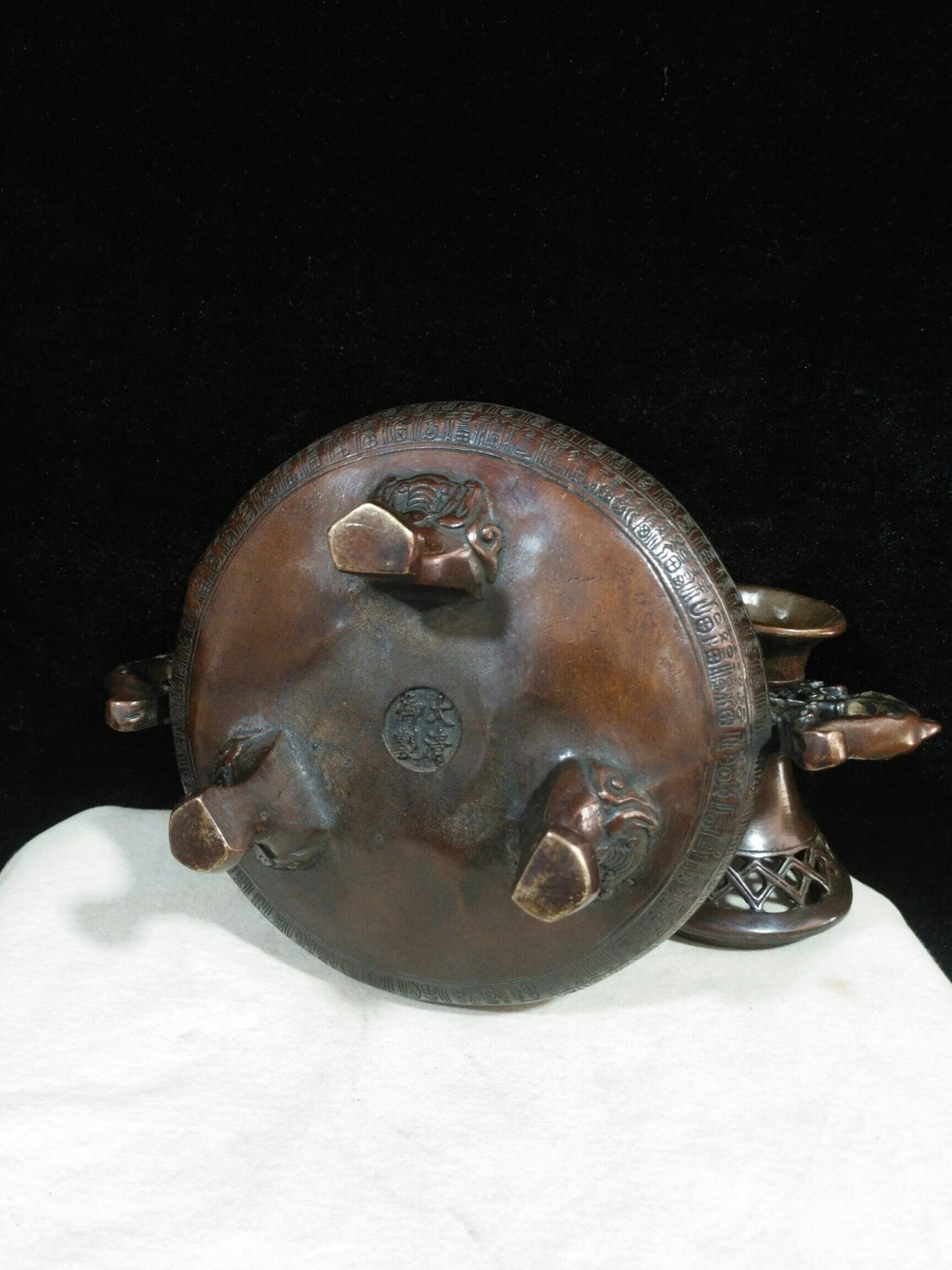 Chinese antique pure copper [Dragon Ear Wanfu Smoker]