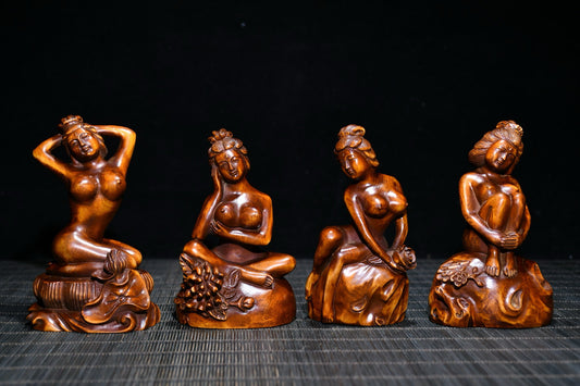Four Beauties Carved with Huangyang Wood Precision