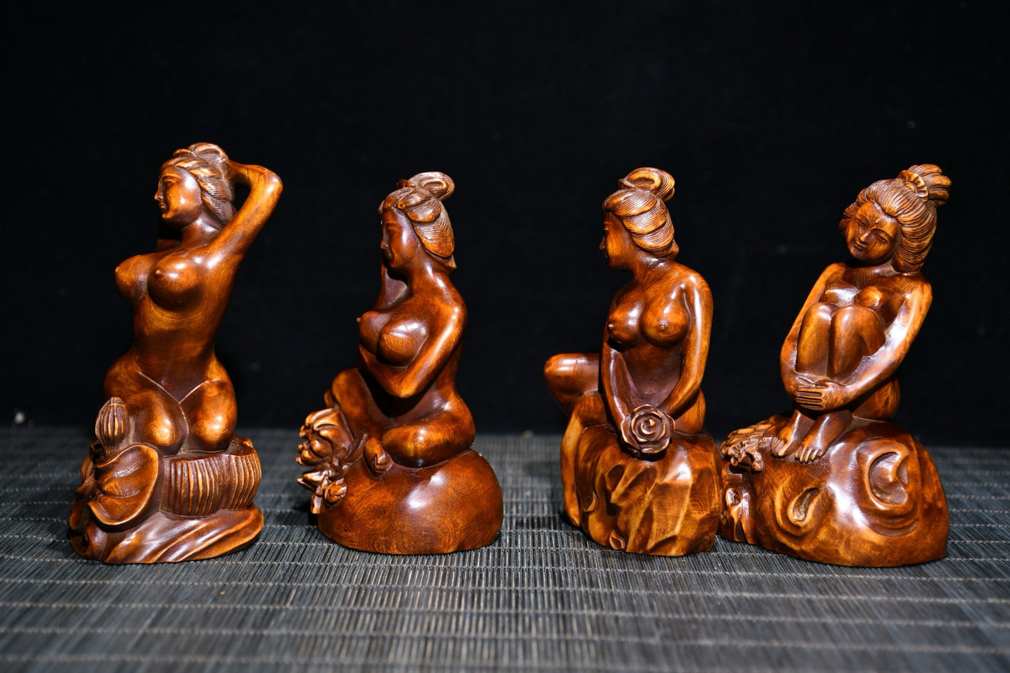 Four Beauties Carved with Huangyang Wood Precision