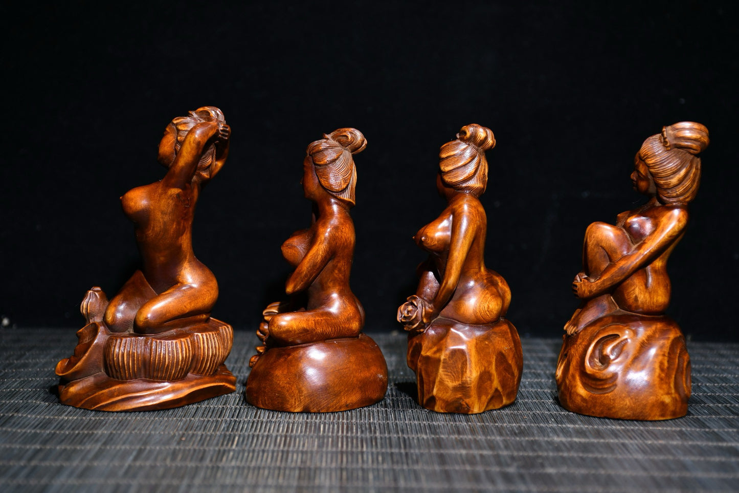 Four Beauties Carved with Huangyang Wood Precision