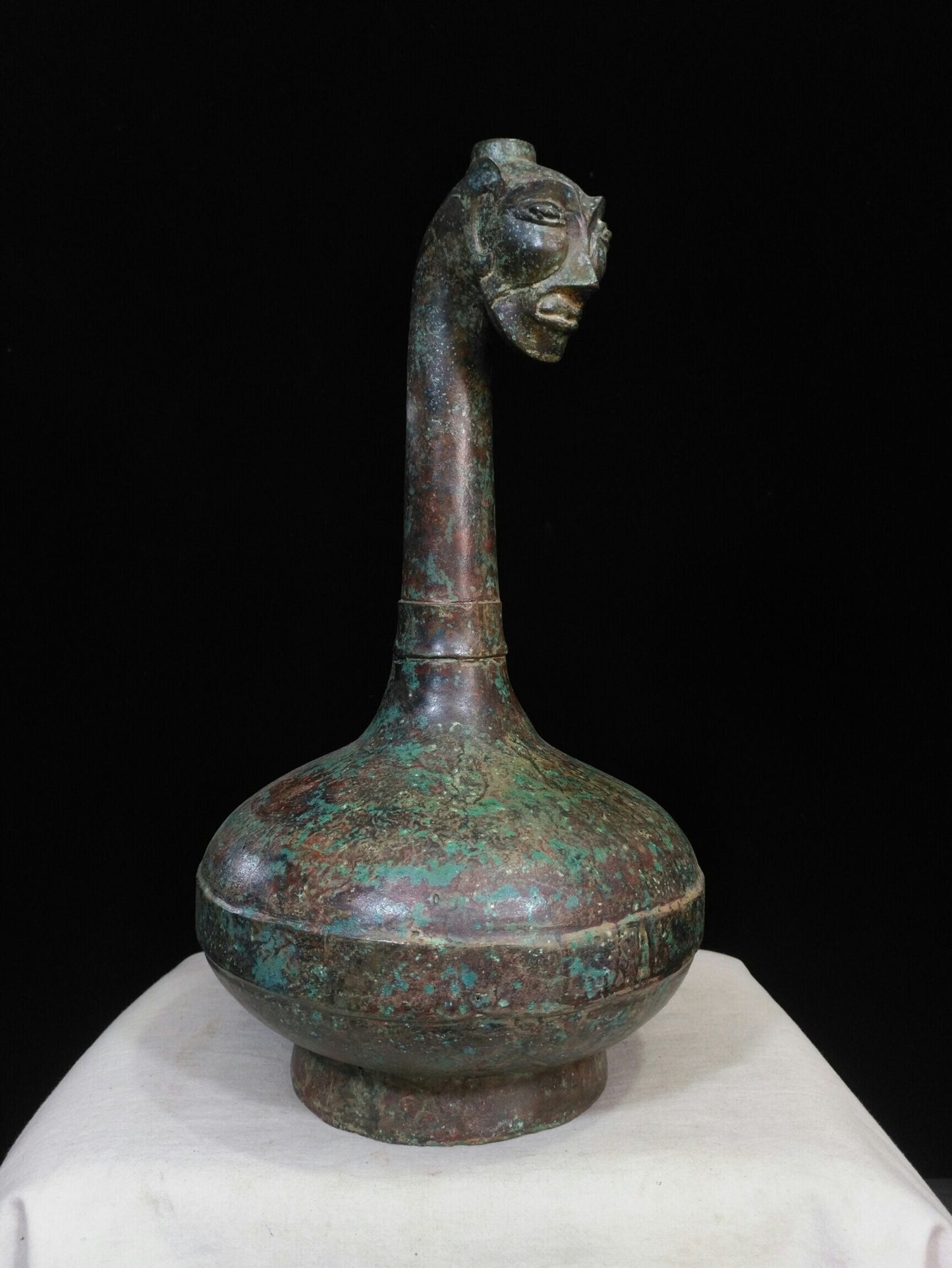 Chinese antique pure copper "Face Pot"
