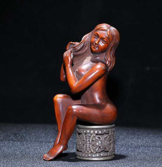 Huang Yang wood finely carved female statues