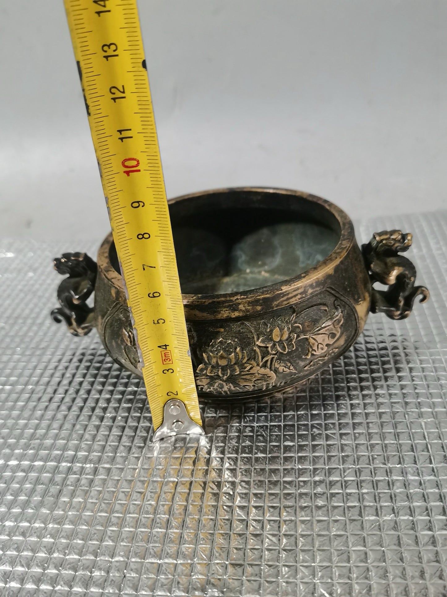 Pure copper dragon ear lotus incense burner