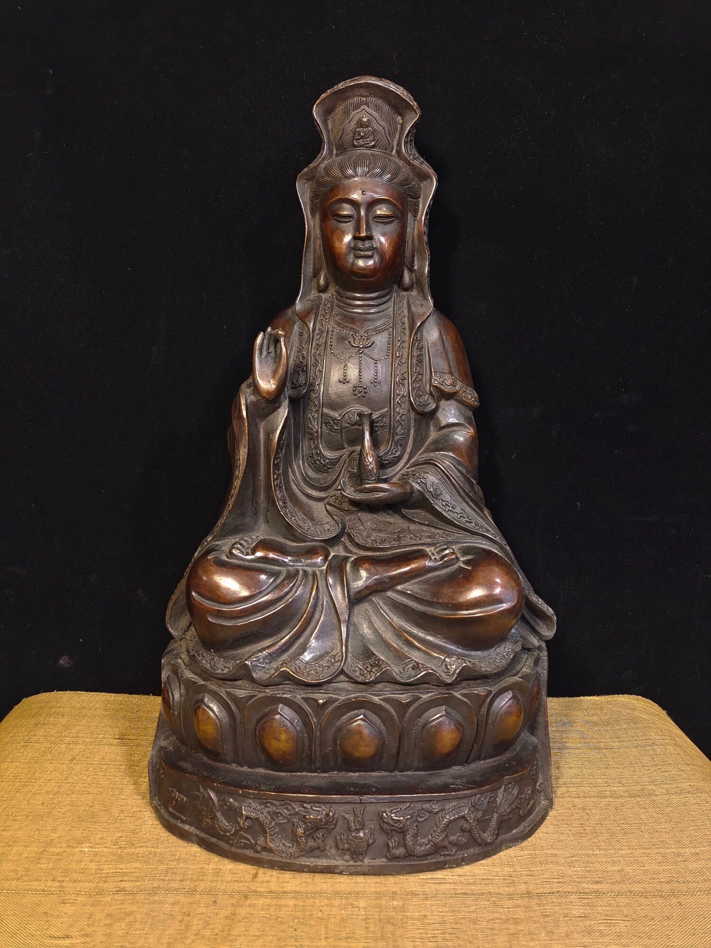 Chinese antique pure copper "Pure Bottle Guanyin Bodhisattva"