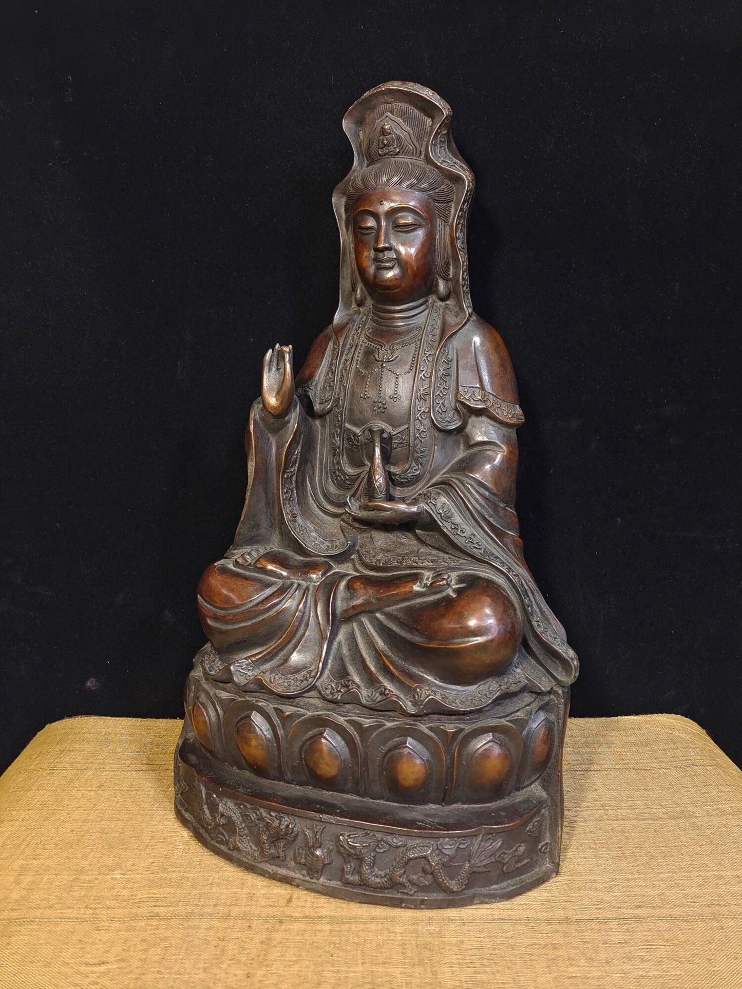 Chinese antique pure copper "Pure Bottle Guanyin Bodhisattva"