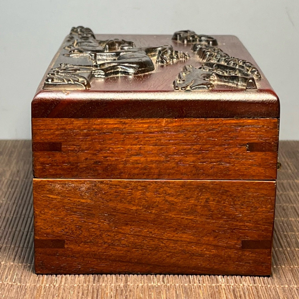 Pear wood inlaid bamboo yellow carved jewelry box