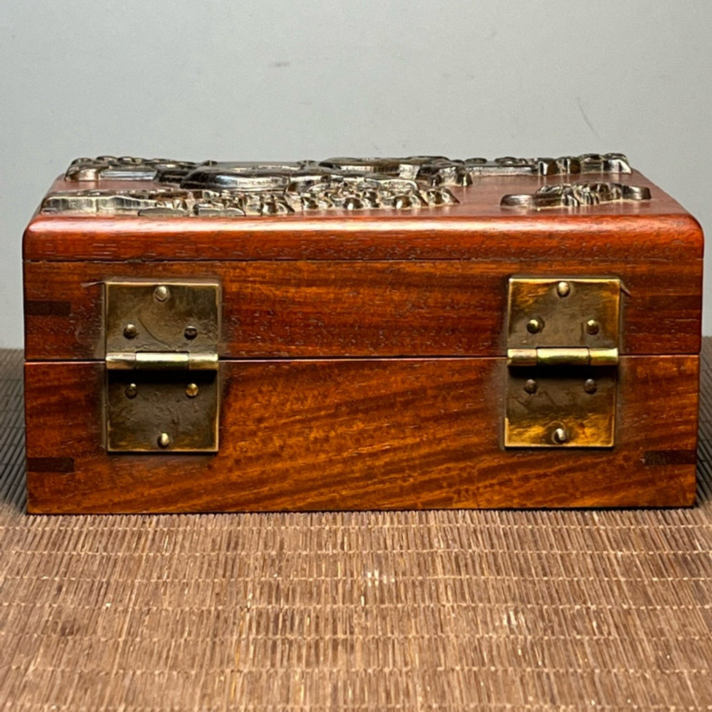 Pear wood inlaid bamboo yellow carved jewelry box